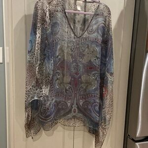 Chicos ladies fun patterned sheer blouse. Size S/M